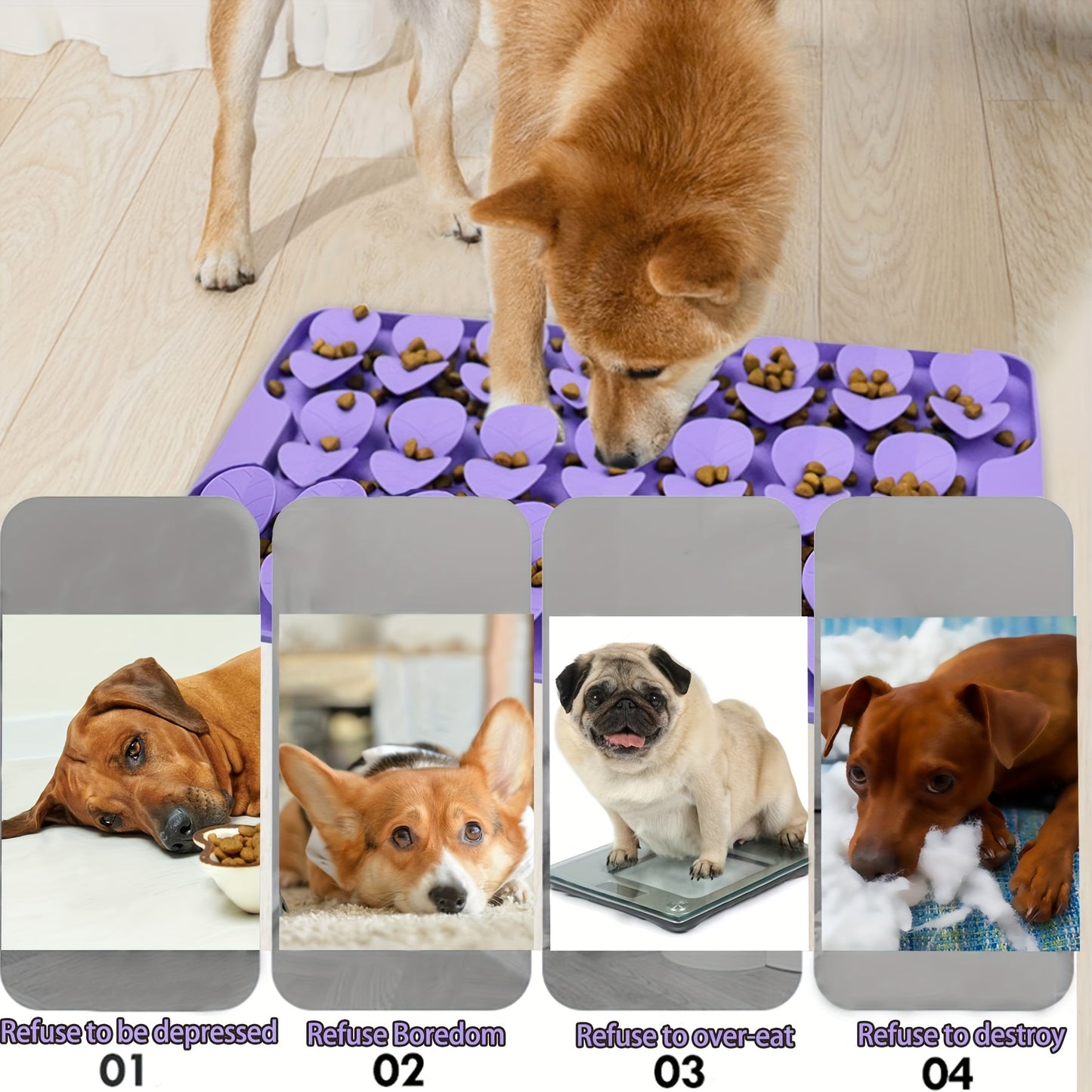 1pc PetLickingMat Silicone Dog Feeding Pad, Slow Feeder Mat for Encouraging Natural Foraging Skills, Interactive Feeding Game Toy for All Dog Breeds, Dishwasher Safe and Easy to Clean