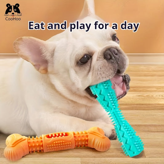 2pcs Durable Bone-Shaped Dog Chew Toys - Long-Lasting Rubber Teeth Cleaning & Treat Dispenser for All Breeds, Promoting Healthy Gums and Fresh Breath