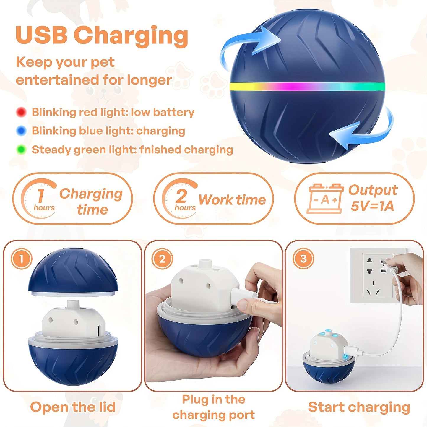 Interactive Dog Toy Ball - Large, Smart Bouncing Ball for Pets | Intelligent Jumping, Rolling, Durable, USB Rechargeable