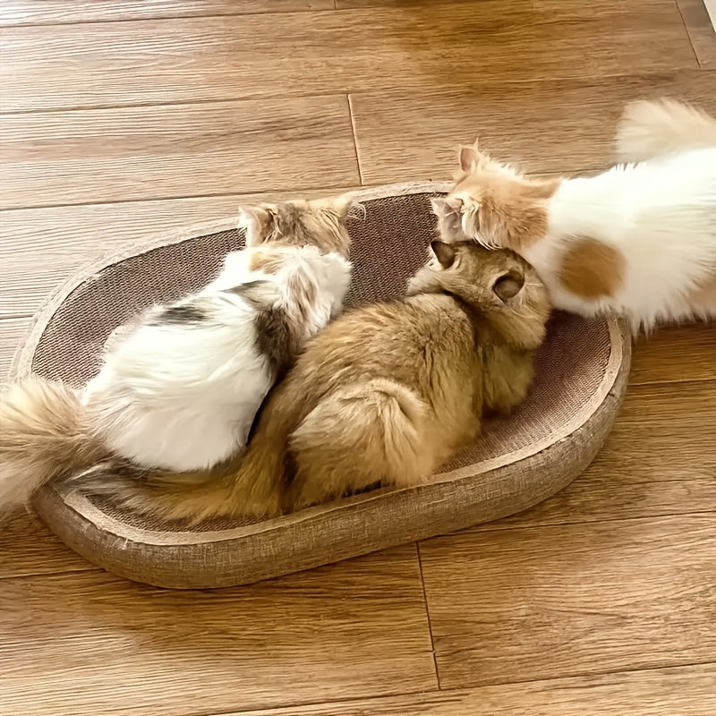 1pc Large Durable Jute Cat Scratching Post with Integrated Toy Ball - Dual-Use Scratching & Resting Pad, Abrasion- Edges for Claw Care & Play, Indoor Cat Essential for Home Relaxation, Cat Scratching Post, Claw Maintenance To