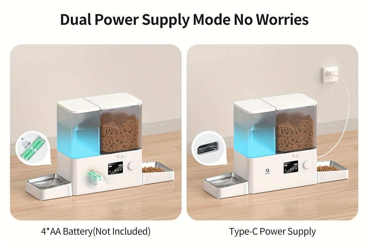 Smart Automatic Cat Feeder and Water Dispenser All-in-One with App Control, Large Capacity Wet/ Food Storage, Enabled,, Voice Control via Alexa/ Assistant, -Waste System,  & Wet Food Dispenser, Remote Monitoring, Low Voltage