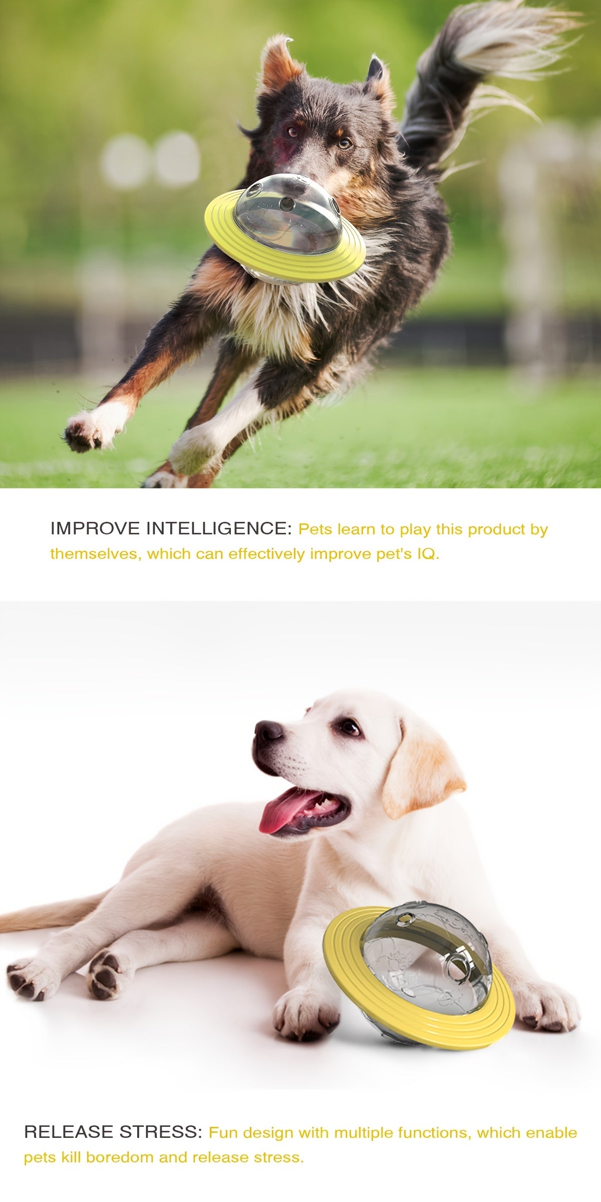 Interactive UFO Design Dog Ball Toys, Food Dispensing Pet Slow Feeder Ball, Dog Enrichment Toys, Dogs IQ Treat Ball Puzzle Toy