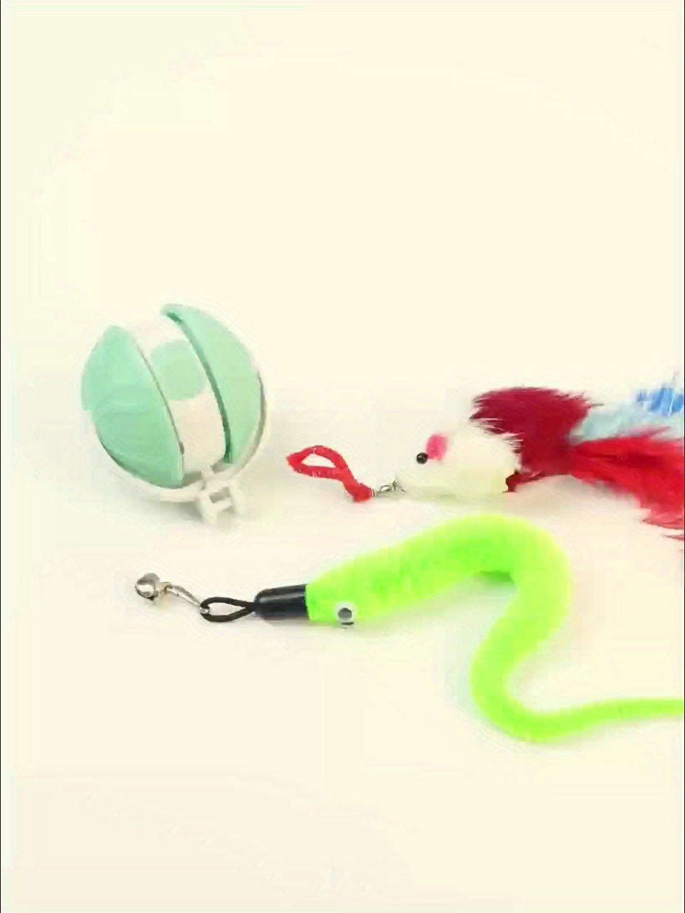 Automatic Cat Toy - Interactive Cat Toy, USB Rechargeable, Glowing Design for Indoor Play and Mental Stimulation, Fun Design, Fake Mouse, Replaceable Hanging Ornaments, Laser Cat Toy