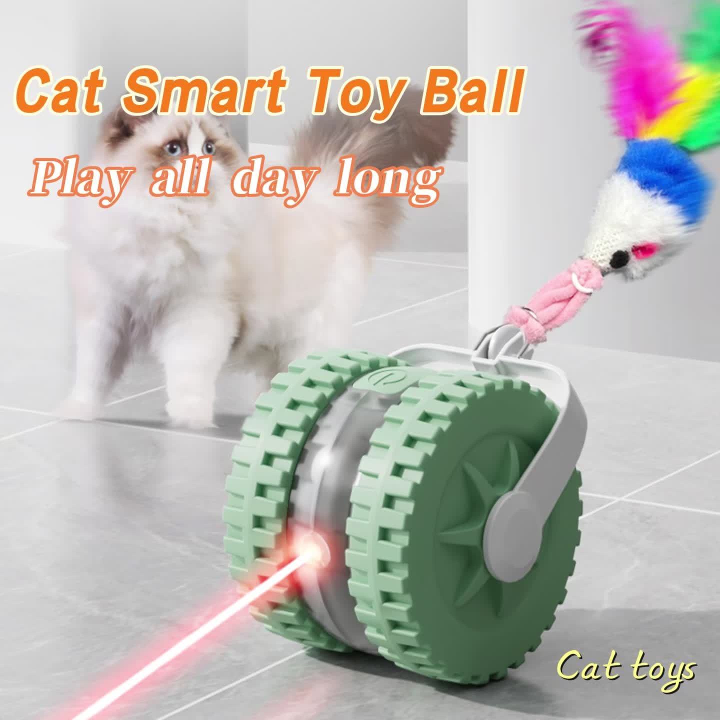 Interactive Laser Cat Toy with Mouse, 2-in-1 Laser Pointer & Plush-like Wiggling Worm-like Motion, Low-Power (<1mW) Red Light for Solo Play, Stimulates Hunting Instincts (Cats, Kittens)