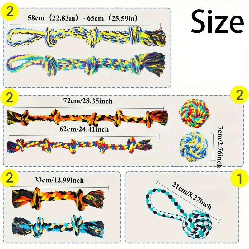 7pcs Large Dog Chew Toy Set, Teeth Cleaning, Durable Bite-Resistant, Tug-of-War Toys, Interactive Pet Toys for Medium to Large Breeds, Without Battery, Dog Toy, Indestructible Dog Toy, Dog Toy For Large/aggressive Chewer, Dog