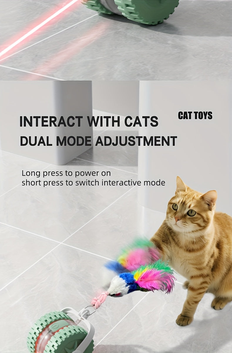 Interactive Laser Cat Toy with Mouse, 2-in-1 Laser Pointer & Plush-like Wiggling Worm-like Motion, Low-Power (<1mW) Red Light for Solo Play, Stimulates Hunting Instincts (Cats, Kittens)