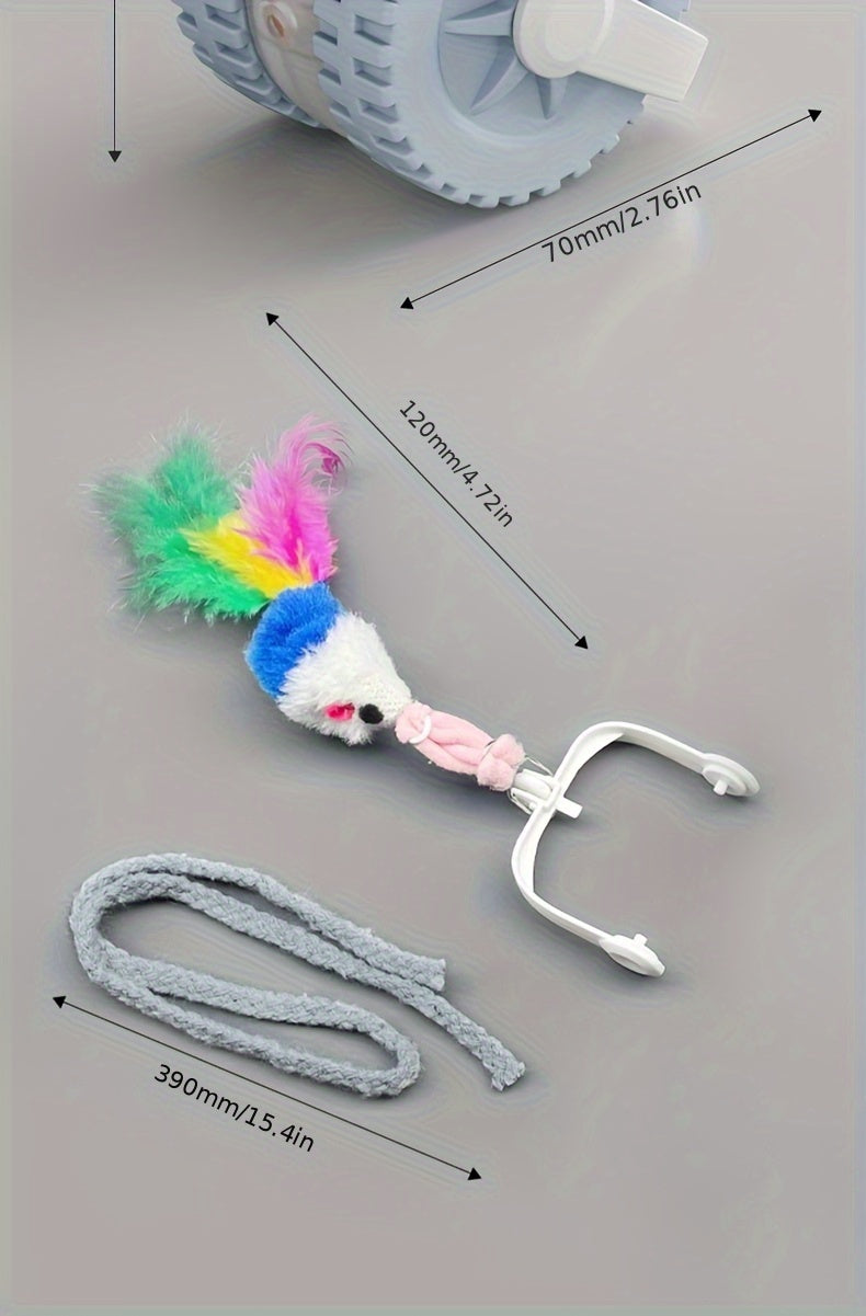 Interactive Laser Cat Toy with Mouse, 2-in-1 Laser Pointer & Plush-like Wiggling Worm-like Motion, Low-Power (<1mW) Red Light for Solo Play, Stimulates Hunting Instincts (Cats, Kittens)