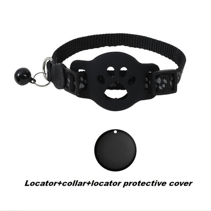 Pet Cat Positioning Collar Set with Collar, Locator + Silicone Protective Case, GPS Smart Anti-Lost Device Locator - Live Tracking, No Installation, Only I0S Device Use