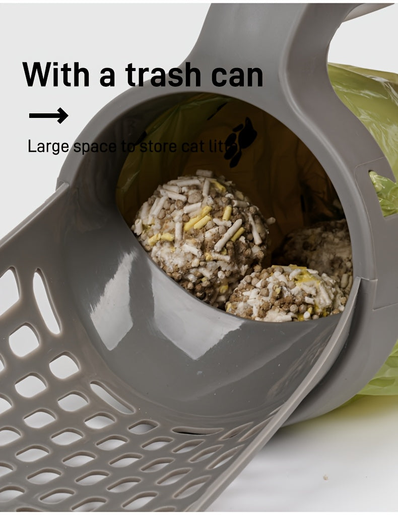 All-In-One Storage Portable Cat Cleaning Cat Litter Shovel with Built-In Garbage Bag Automatic Poop Scooper Set Cat Shovel