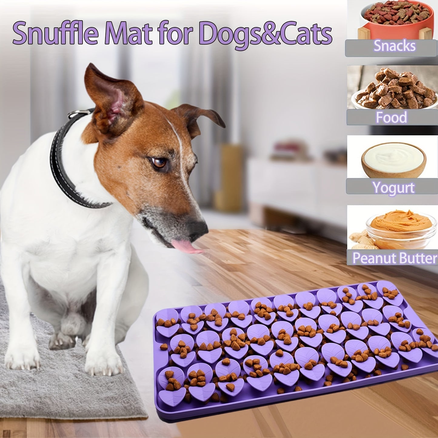 1pc PetLickingMat Silicone Dog Feeding Pad, Slow Feeder Mat for Encouraging Natural Foraging Skills, Interactive Feeding Game Toy for All Dog Breeds, Dishwasher Safe and Easy to Clean