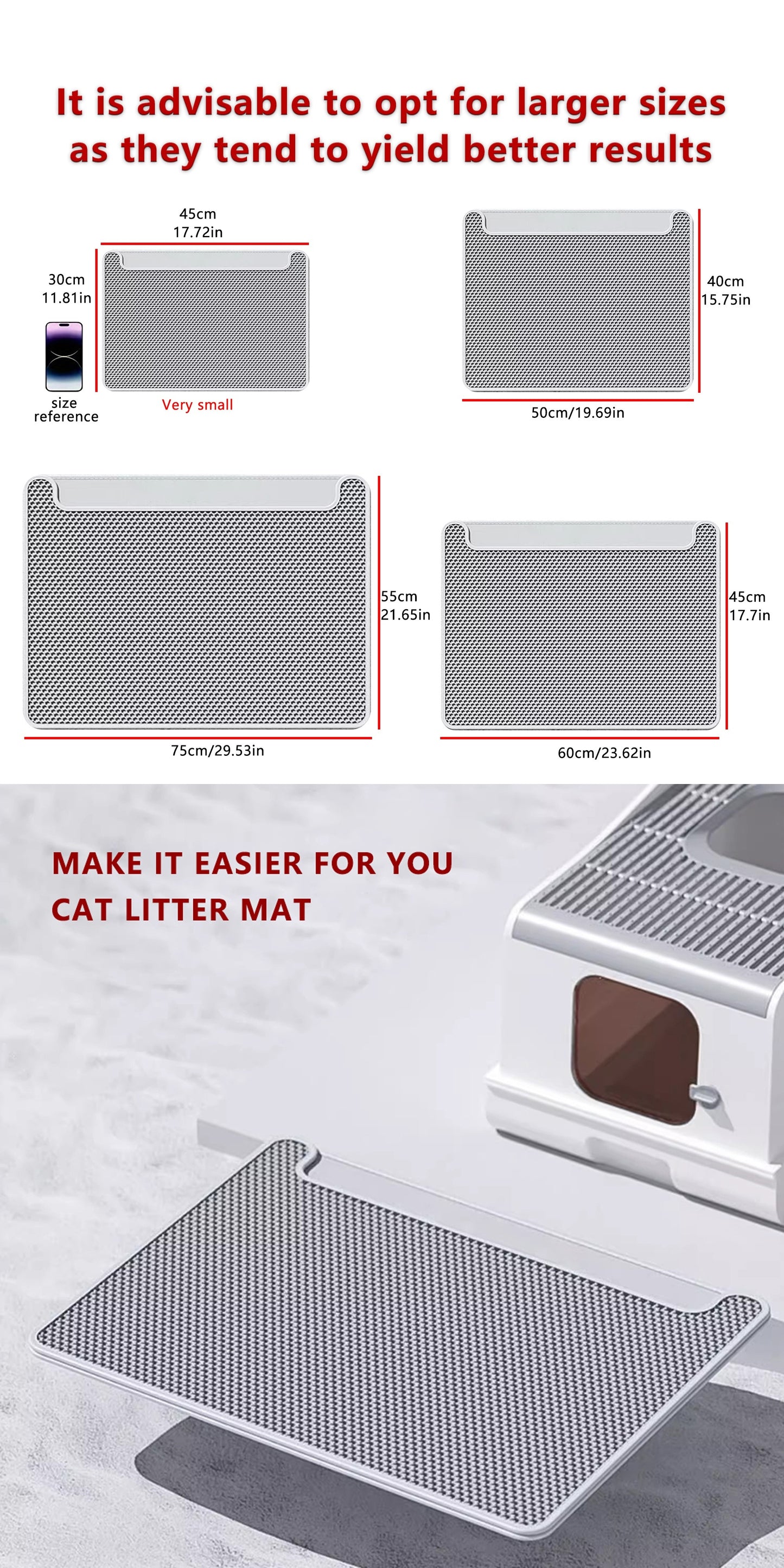 Double Layer Cat Litter Mat, Anti-splash Dust Control Easy To Clean Indoor Cat Cleaning Mat Trapping Box