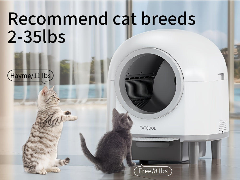 Self Cleaning Cat Litter Tray, 110L Extra Large Automatic Cat Litter Tray for Multiple Cats, with Safety Protection, APP Control, Odor Removal Smart Robot Litter Box, 1 Roll Trash Bags, Self Cleaning Cat Litter Box, Cat Litte