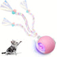 MIAOQUANJI Interactive Rolling Cat Ball Toy - USB Rechargeable Electric Cat Toy with Elastic Net Tail, Quick Self-rolling Design for All Breeds, Pink & Multicolor Options, Smart Automatic Pet Toy for Indoor Fun & Gifting, Cat