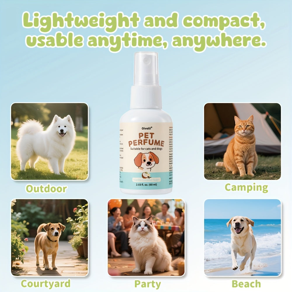 Pet Vanilla Coconut Deodorant Spray, Contains Vanilla and Coconut Ingredients, Fresh Vanilla with Sweet Coconut Care, Gentle and Non-Irritating, Long-Lasting Freshness, Suitable for All Breeds of Pets, Compact and Portable, R