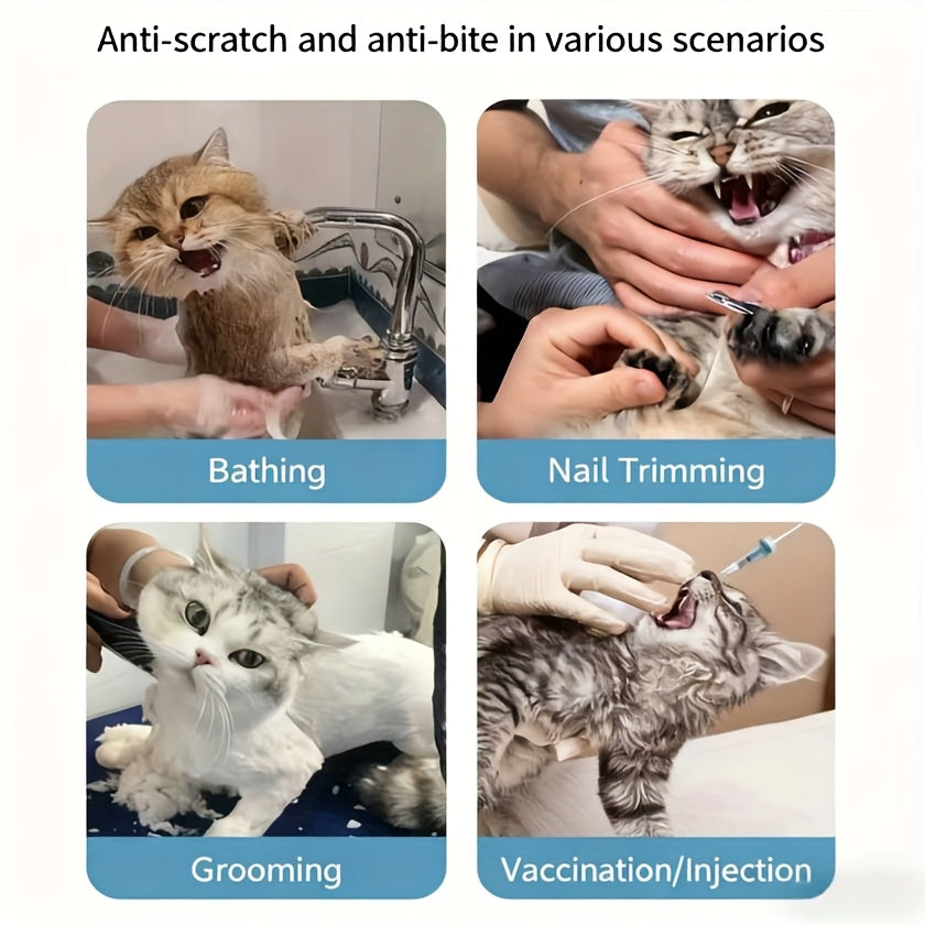 Cat beauty headgear set, transparent and breathable Elizabeth collar, including 1 headgear and 4 paw gear sets, cat anti-licking and biting headgear, specially designed for beauty and bathing, durable and reusable.