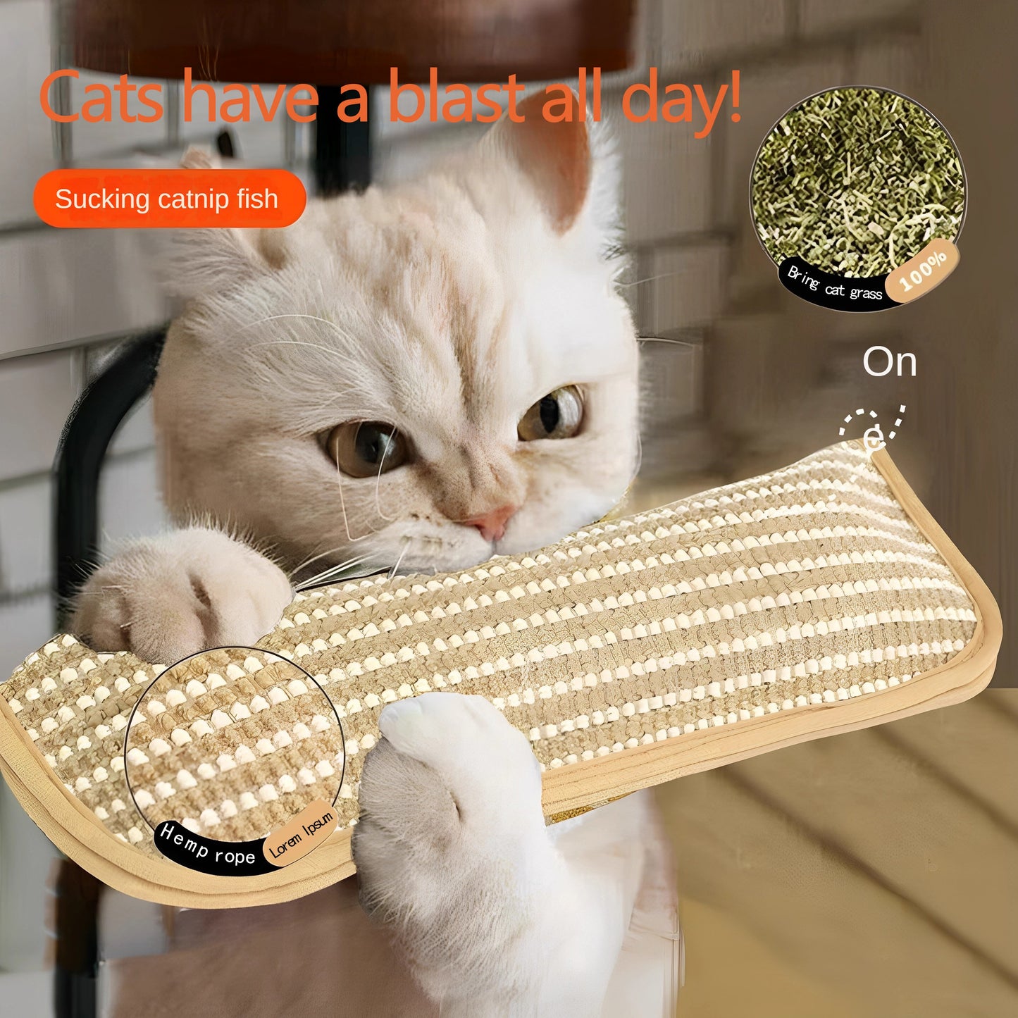 Sisal Cat Scratching Board Mat, Bite-Resistant and Shed-Free with Built-in Herbs, 4-Season Use, Interactive Toy Claw Sharpener, Self-Entertaining Cat Bed Pad