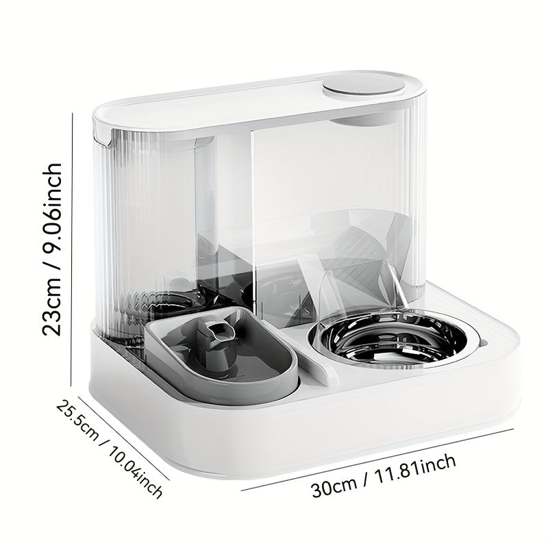 [Automatic Pet Feeder] Automatic Pet Feeder & Water Dispenser - Dry/Wet Food Separation, Anti-Tip, Large 2.2L Grain Bucket +1.5L Water Tank, No Electricity Needed, Easy-Clean Design for Cats & Small/Medium Dogs