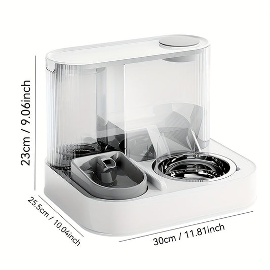 [Automatic Pet Feeder] Automatic Pet Feeder & Water Dispenser - Dry/Wet Food Separation, Anti-Tip, Large 2.2L Grain Bucket +1.5L Water Tank, No Electricity Needed, Easy-Clean Design for Cats & Small/Medium Dogs