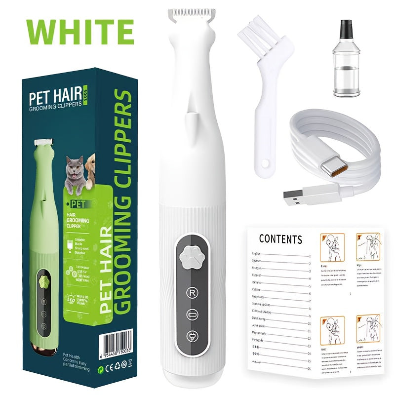 Dog Nail Trimmers with LED Light, Low Noise Pet Clippers, 18mm Blade Waterproof Rechargeable Dog Nail Clippers & Cat Nail Clipper for Grooming Paws, Ears, Face, Eyes