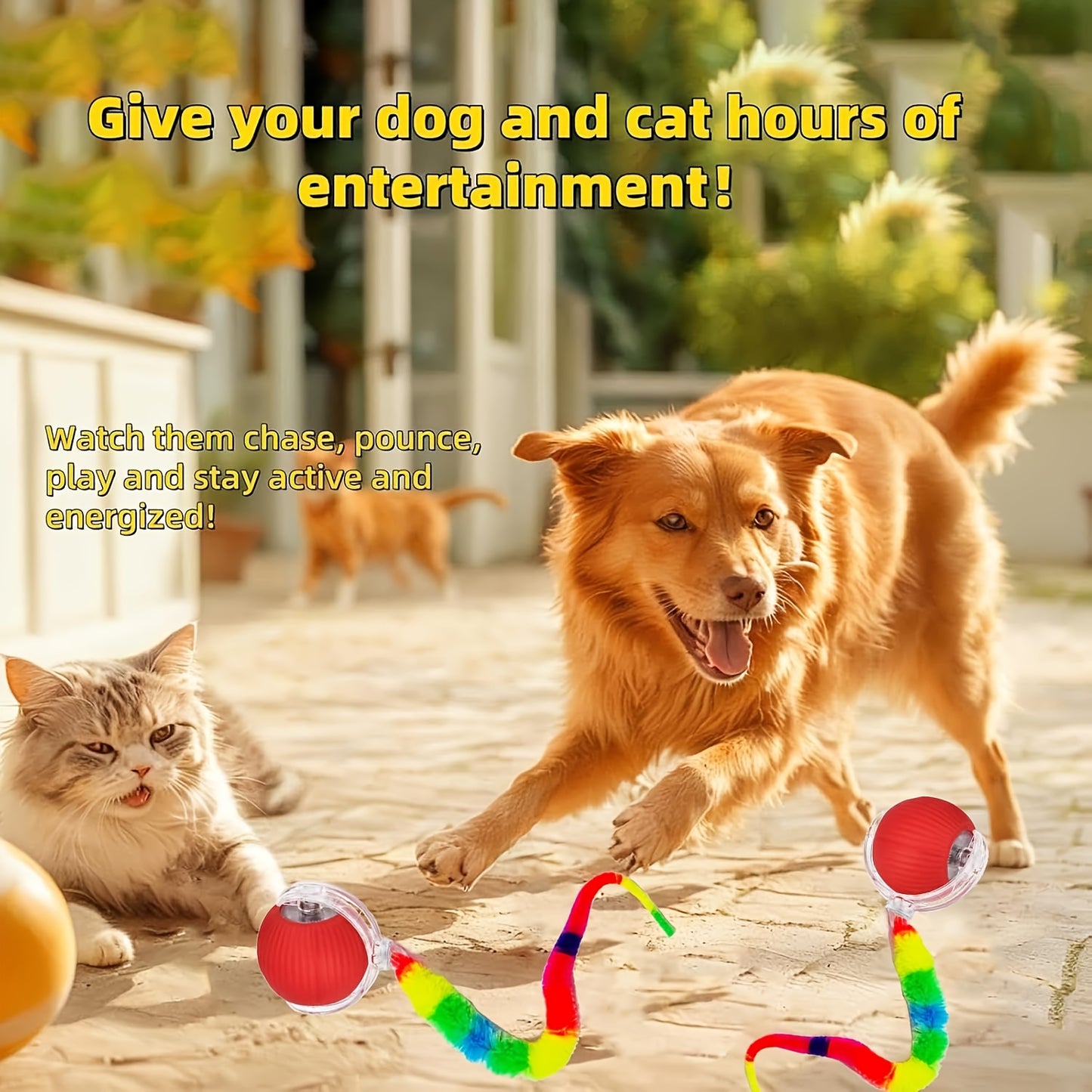 BonreLife Automatic Rolling Cat Ball Toy with LED Lights, USB Rechargeable, Bite-Resistant Silicone, Safe for All Cat Sizes - Interactive Indoor Play for Cats, Interactive Cat Toy