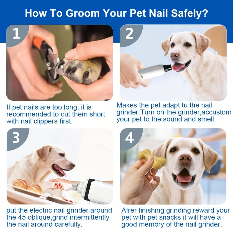 [5-Speed Nail Grinder] 5-Speed Electric Nail Grinder | Painless Grooming Tool for Cat and Dog Nails with 2 LED Lights