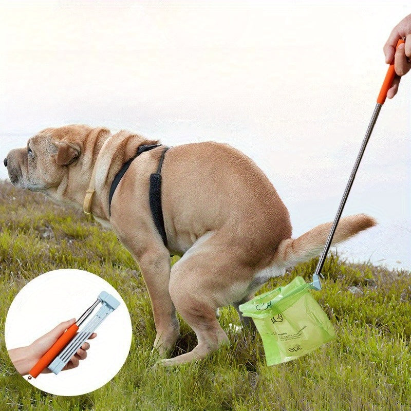 1pc Dog Poop Scooper with Telescopic Handle - Durable Plastic Pet Waste Bag Dispenser for Outdoor Walks, Easy-to-Use Design for Dog Owners, No Battery Needed, Dog Poop Bag, Sturdy Construction, Dog Poop Picker, Pooper Scooper